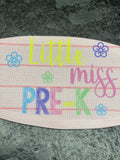 Lil Miss Pre-K design with pink background Face Cover