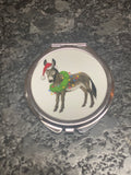 Christmas Mule designed compact mirror