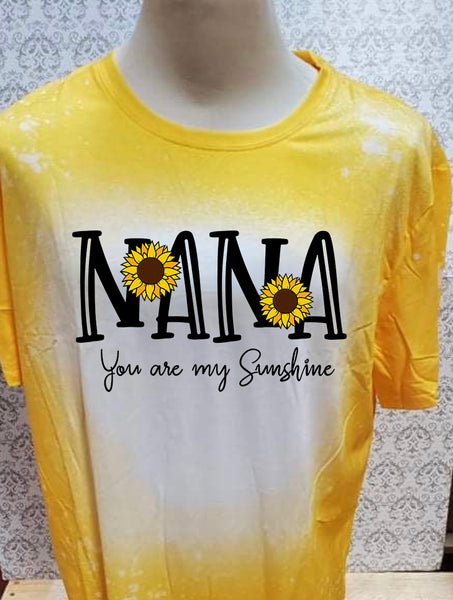Nana you are my sunshine designed Yellow bleached  designed T-shirt