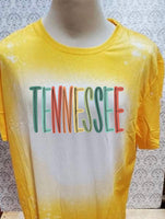 Multi Colored Tennessee designed Yellow bleached  designed T-shirt